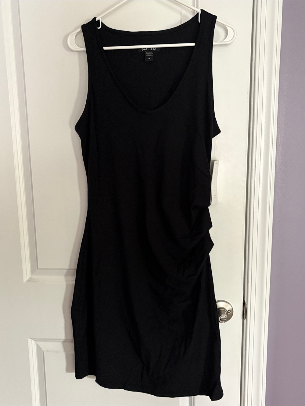Athleta Black Sleeveless Mini Dress with Side Shirring
